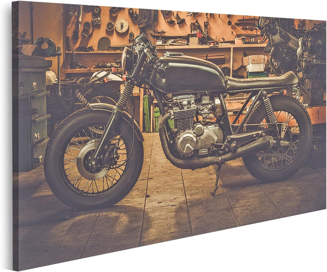 islandburner Bild auf Leinwand Vintage Stil Cafe Racer Fat Boy Motorrad Bilder Wandbilder Poster Lei