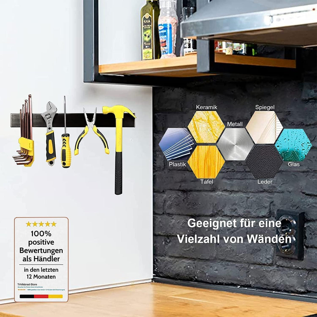[Verbesserte 50cm]Trhillsbrad Magnetleiste Messer, 50cm Messerhalter Magnetisch mit 3 Haken Edelstah