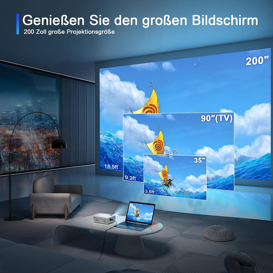 2026 XuanPad Verbessertes WiFi Bluetooth Mini Beamer, 20000L Mini Projektor HD 1080P Unterstützt, He
