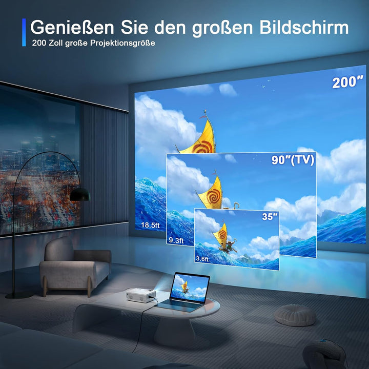 2026 XuanPad Verbessertes WiFi Bluetooth Mini Beamer, 20000L Mini Projektor HD 1080P Unterstützt, He
