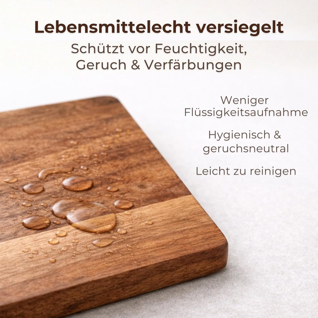 Schneidebrett Holz Set (3er) aus Akazienholz (40x33 / 35x28 / 28x20 cm) - Schneidebretter für die Kü