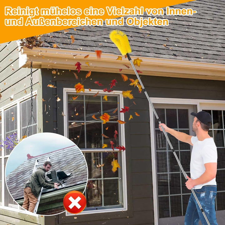 Dachrinnenreiniger Teleskop Dachrinnenbürste mit 6Pcs Teleskopstiel 250cm Dachrinnenreinigungsbürste
