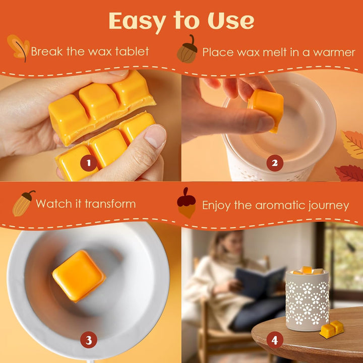 Herbst Duftwachs für Duftlampe, Natürliches Wax Melts Sojawachs Schmilzt, Wachswürfel, Duftwachswürf
