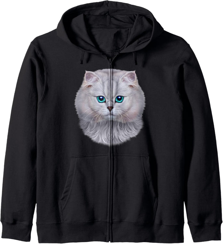 Weisses Katzengesicht Kapuzenjacke