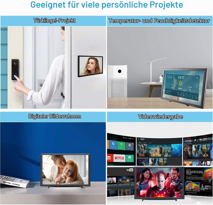 ELECROW Mini Monitor, 8 Zoll IPS Bildschirm for Raspberry Pi Display Externes Screem mit HD-Auflösun