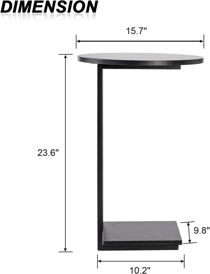 HDANI C-förmiger Beistelltisch 2er Set, Runder Couchtisch Sofatisch Nachttisch Nachttisch Laptoptisc