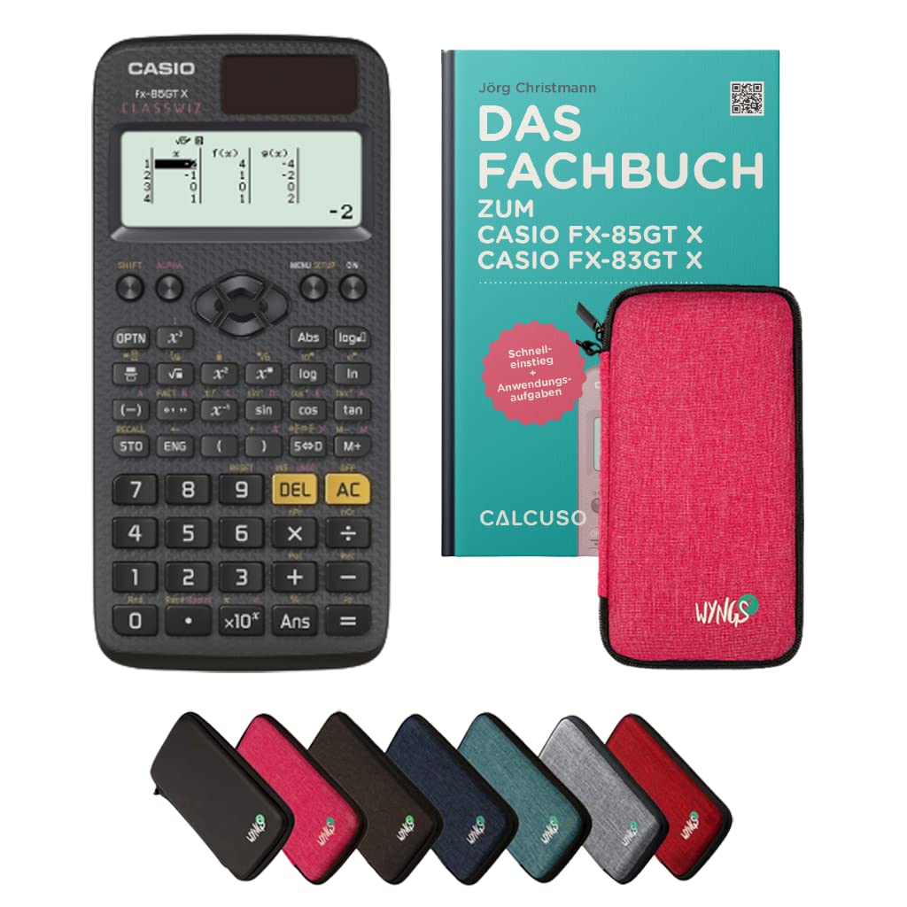 CALCUSO Standardpaket: Casio FX-85GT X Technisch-Wissenschaftlicher Taschenrechner + WYNGS Schutztas
