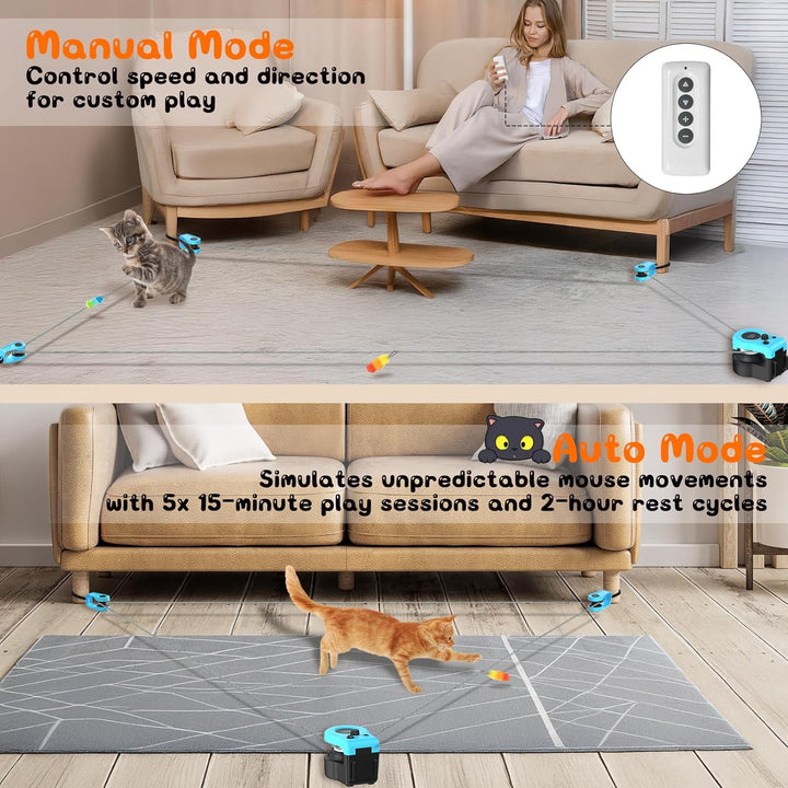 ITSHINY Katzenspielzeug Elektrisch, Katzenspielzeug Selbstbeschäftigung mit anpassbaren Laufwegen,US