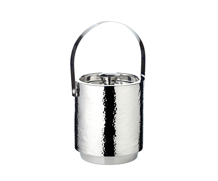 EDZARD Eiseimer Seattle (Höhe 16 cm) mit Deckel, Einsatz und Eiszange, Edelstahl fein gehämmert