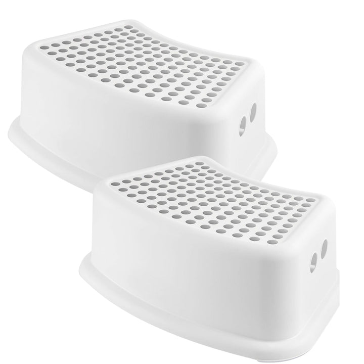 BUDDLEY PP Step Stool Weiss-Grau (2er Set) – Tritthocker Kinder, Toilette Kinder, Tritthocker Toilet