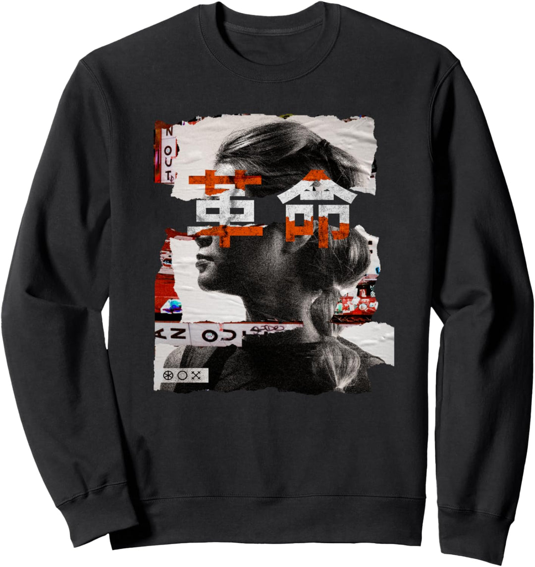 Mädchen und japanische Text-Collage Magazin Woman Sweatshirt