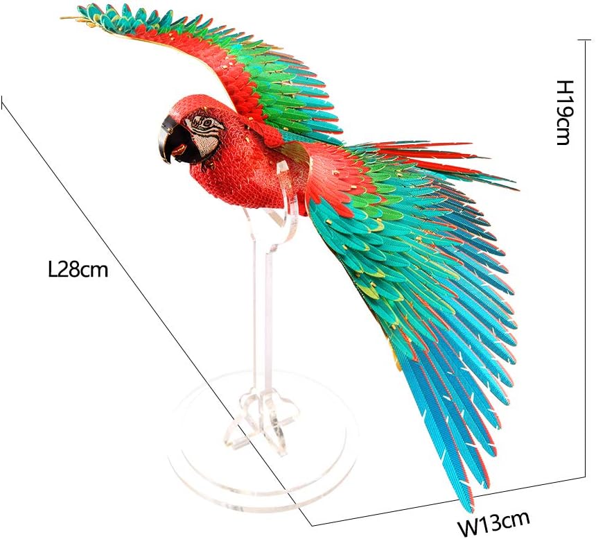 Piececool 3D Puzzle Metall, Papagei für Modellbausatz Erwachsene, 3D-Puzzles zu Bauen, BAU, Bastel-K