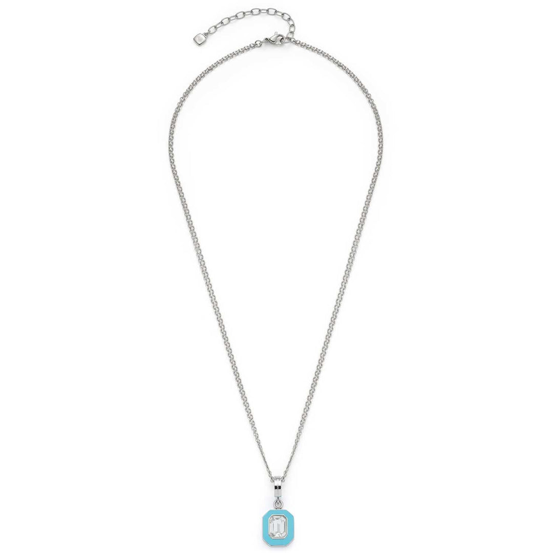 Leonardo Jewels Halskette Gigi, Kette aus Edelstahl mit Anhänger, Glas-Kristall, blau, silber, 45-50