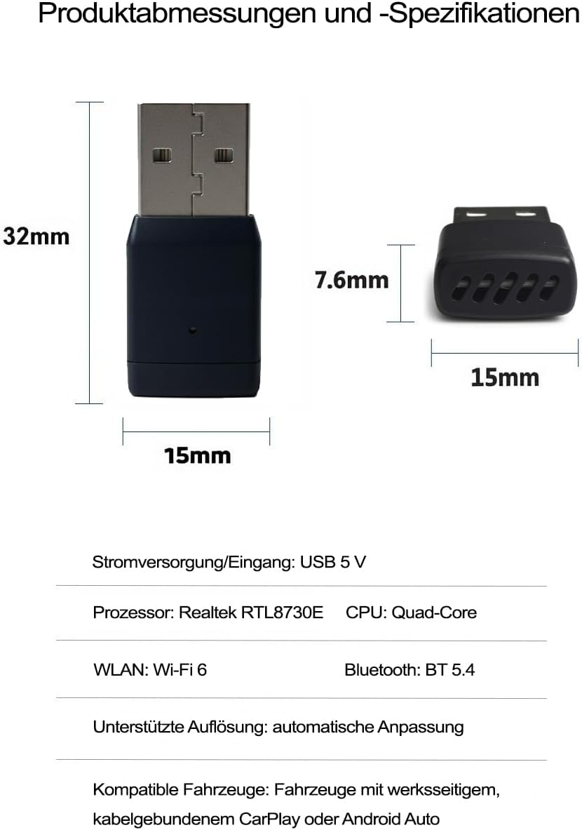 M.I.C. Wireless CarPlay & Android Auto Adapter : kabellose Umwandlung von CarPlay & Android Auto, US
