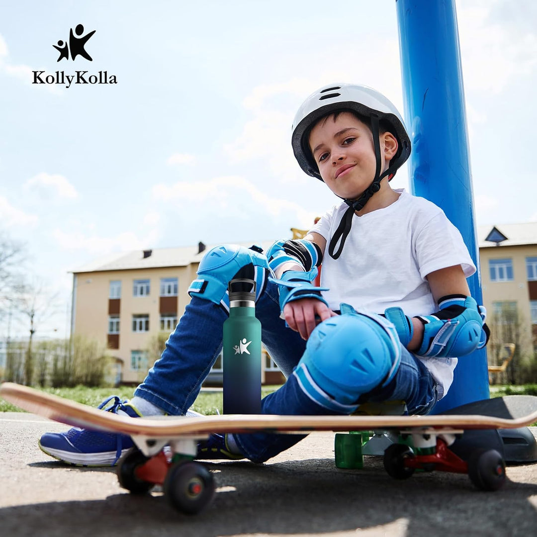 KollyKolla Trinkflasche Kinder 500ml, Thermoskanne mit Strohhalm, Kohlensäure Geeignet, BPA-Frei, Va