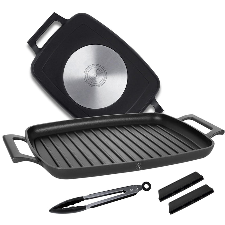 Stone&Stone Rechteckige Grillpfanne, 47 cm, Steinbeschichtung, professioneller Induktionsgrill mit S