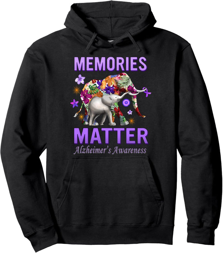 Alzheimers Awareness Memories Matter Purple Elephant Womens Pullover Hoodie