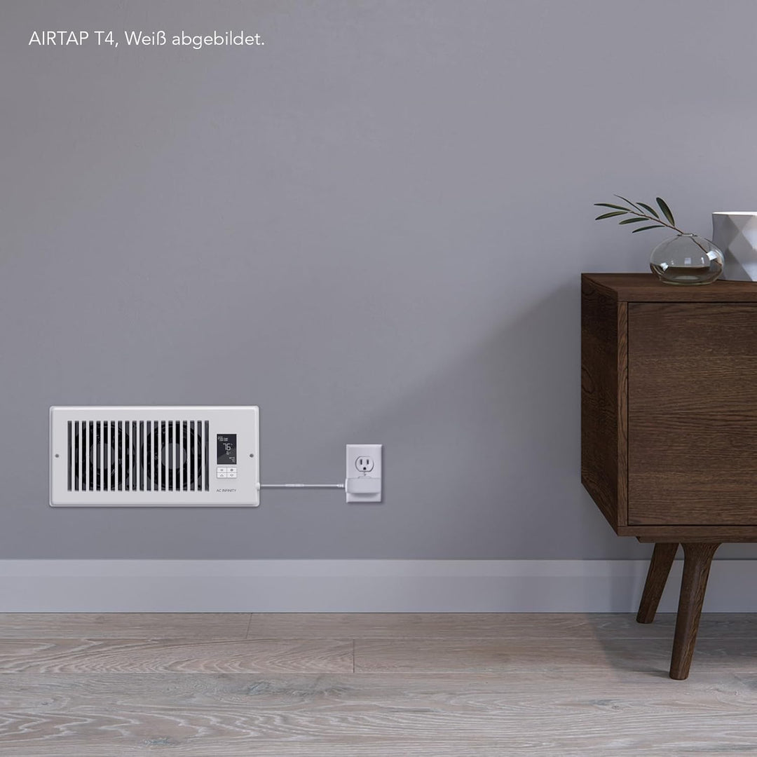 AC Infinity AIRTAP T4, Booster-Lüfter mit leisem Register und Thermostatsteuerung. Heizung Kühlung A