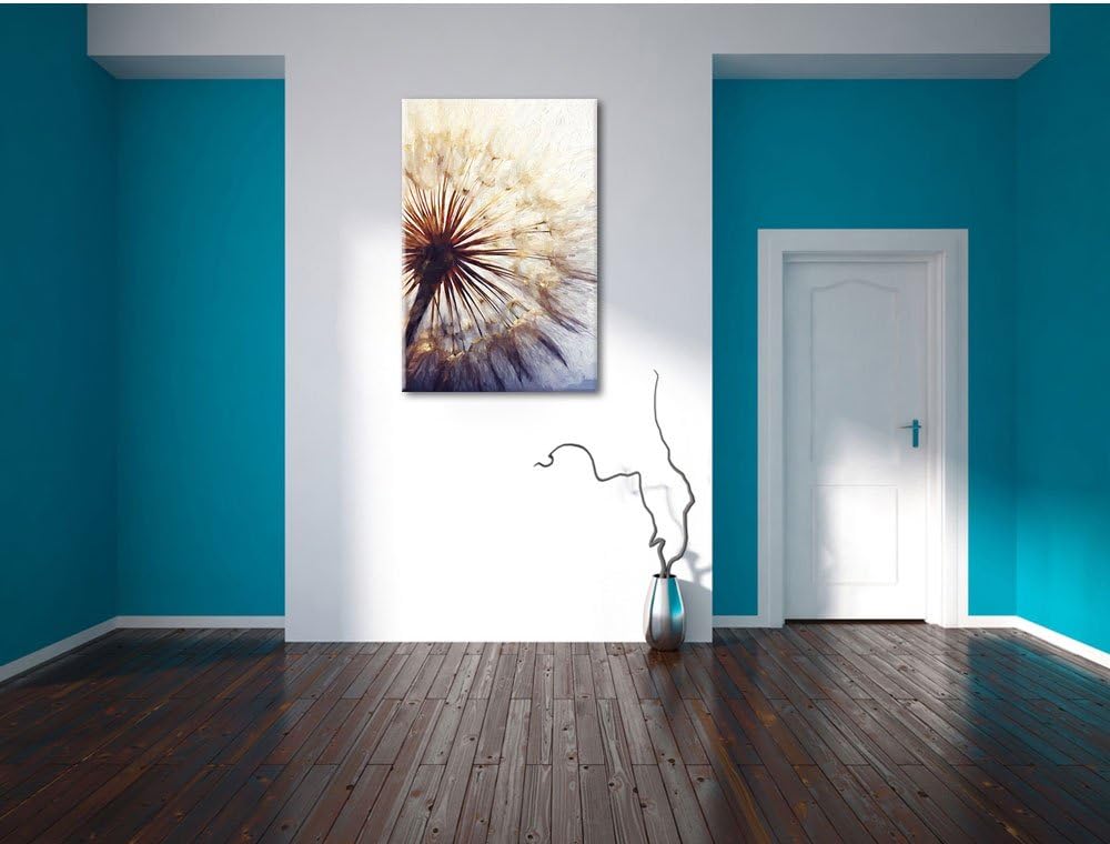 Pixxprint Schöne Pusteblume Pinsel Effekt, Format: 100x70 auf Leinwand, 100x70