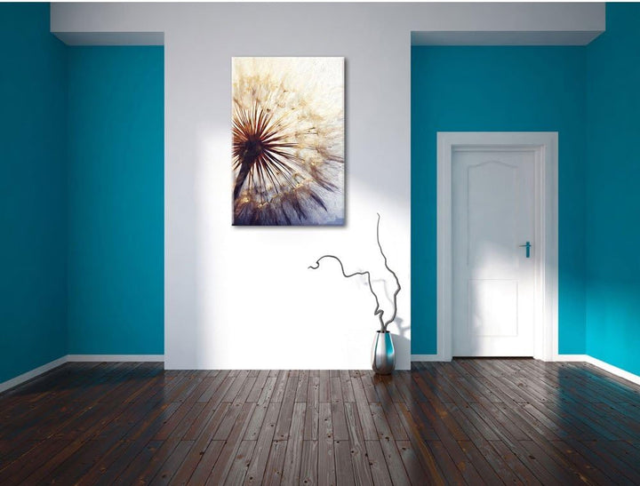 Pixxprint Schöne Pusteblume Pinsel Effekt, Format: 100x70 auf Leinwand, 100x70