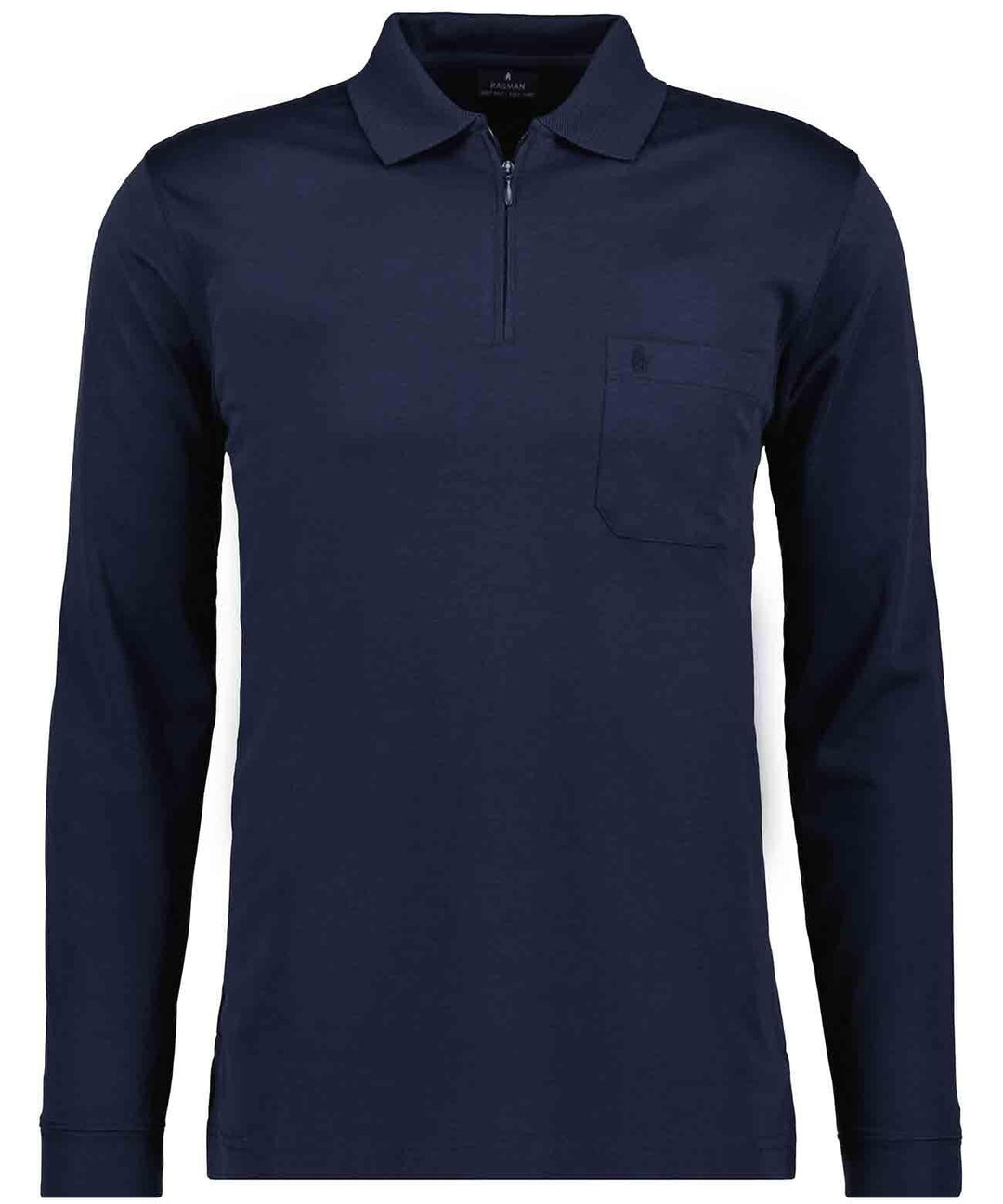 RAGMAN Herren Softknit-Poloshirt Langarm mit Zip S Marine-070, S Marine-070