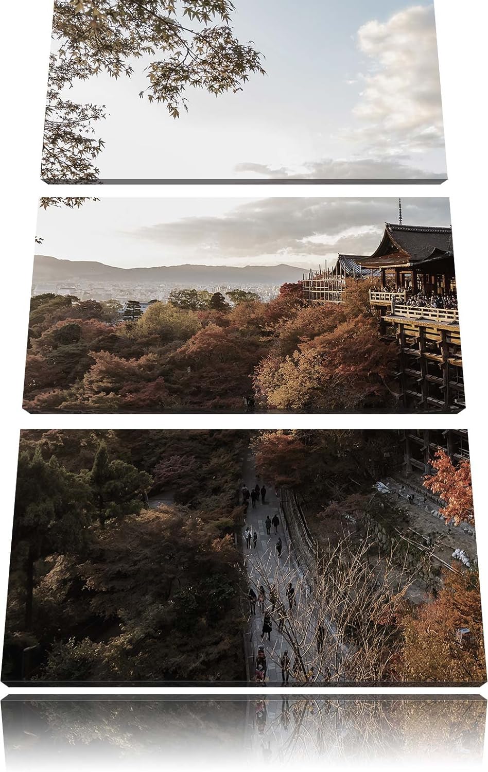 Pixxprint rieisger Kiyomizu-dera Tempel in Kyoto als Leinwandbild/Grösse: 3 Teilig (120x80) cm/Wandb