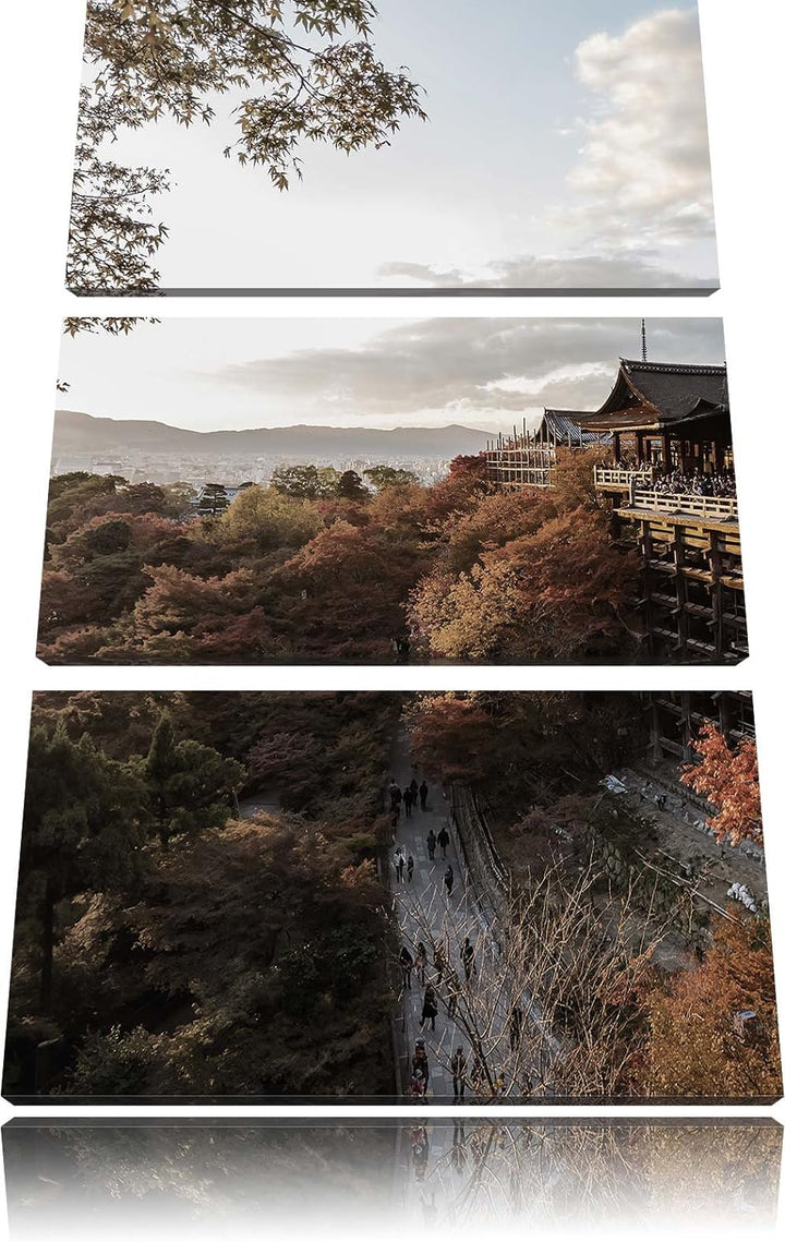 Pixxprint rieisger Kiyomizu-dera Tempel in Kyoto als Leinwandbild/Grösse: 3 Teilig (120x80) cm/Wandb