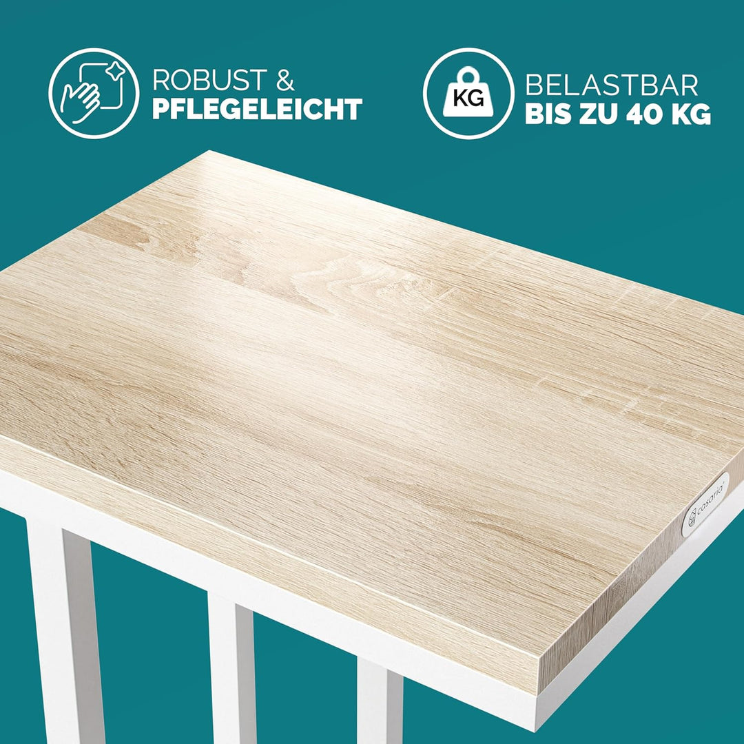 Casaria® Beistelltisch mit Rollen 50x35x70cm C Form Holz Metall 40kg Belastbarkeit Wohnzimmer Schlaf