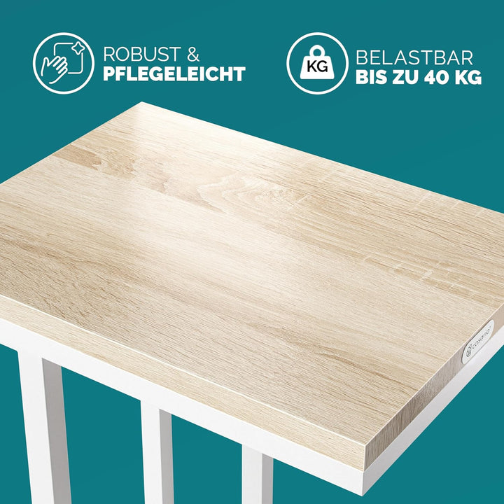 Casaria® Beistelltisch mit Rollen 50x35x70cm C Form Holz Metall 40kg Belastbarkeit Wohnzimmer Schlaf