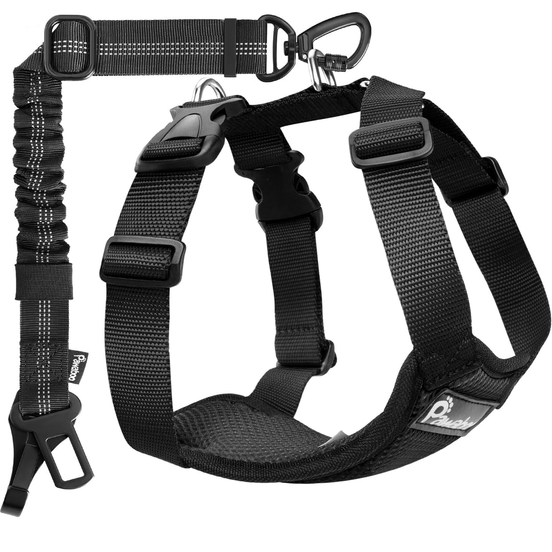 Pawaboo Hunde Sicherheitsgurt für Auto, Hundegeschirr mit Zwei Clips, Verstellbar Haustierweste und