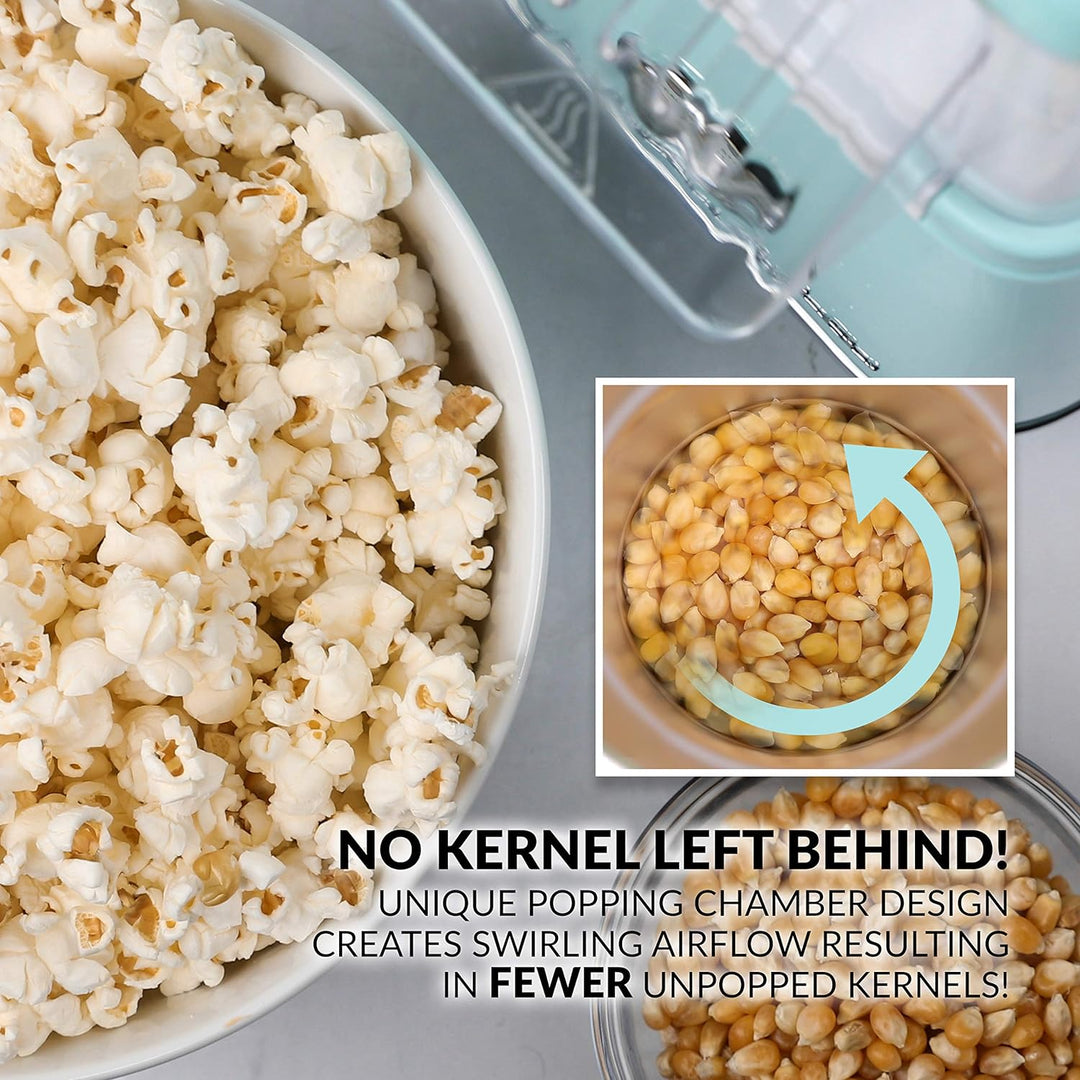 Nostalgia CLHAP12AQ Classic Retro Healthy Heissluft-Tisch-Popcorn-Maker, macht 12 Tassen, mit Kernel