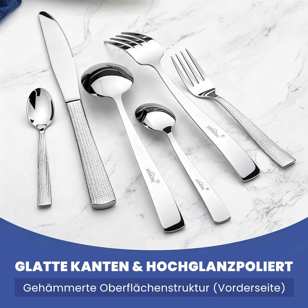 Besteck Set 12 Personen,72-tlg Edelstahl Besteckset,Cutlery Set mit Messer Gabel Löffel,inklusive Be