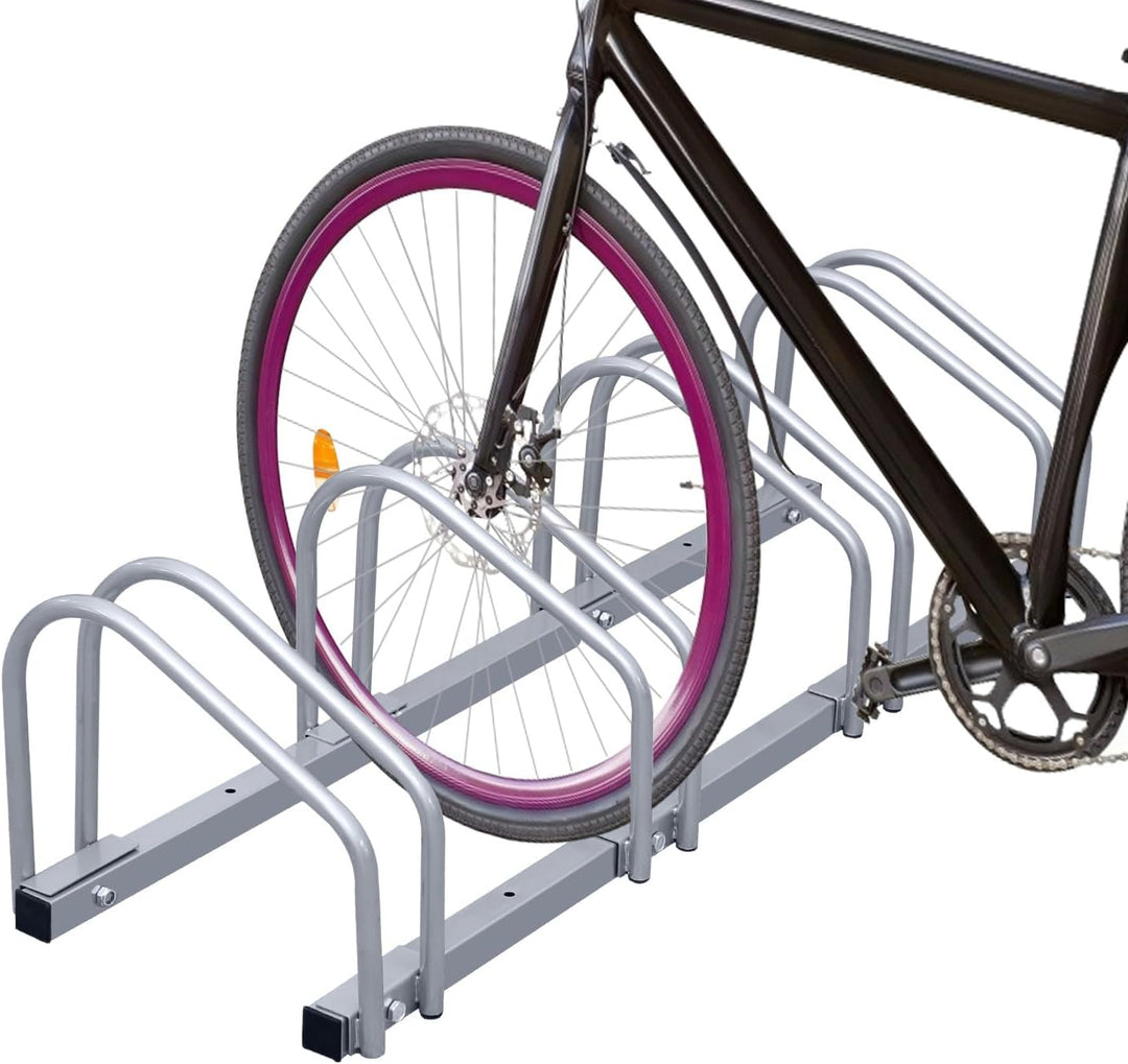 Fahrradständer Boden für 6 Fahrräder, 30cm Radabstand 35-55mm Reifenbreite rostfreier Stahl selbstsi