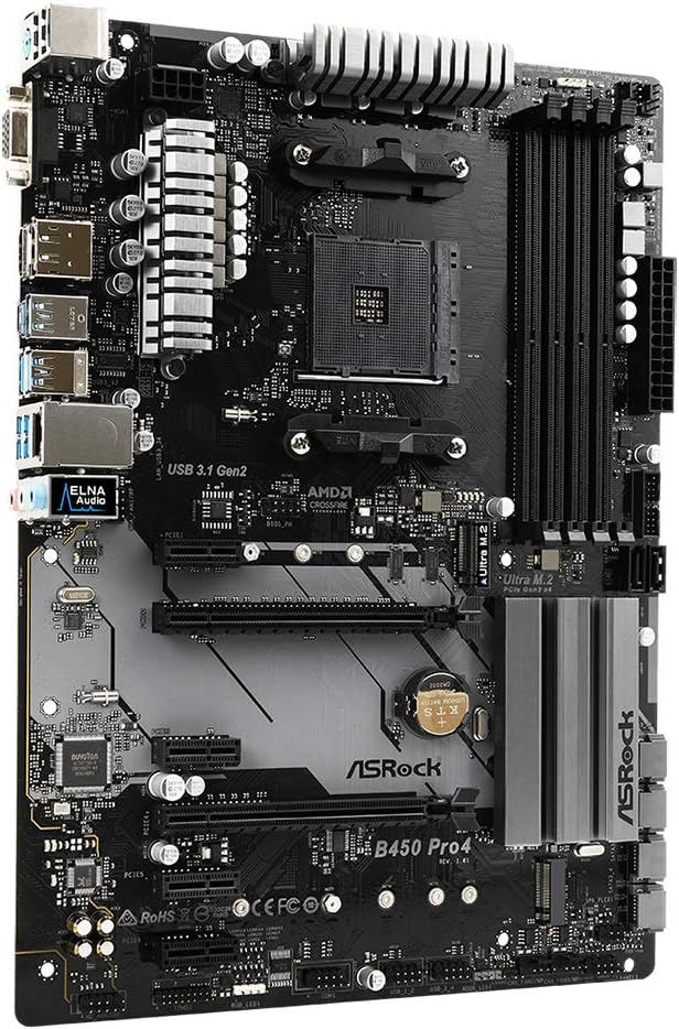 MB ASRock B450 Pro4 AM4 ATX D-Sub/HDMI/DP DDR4 Retail Single, Single