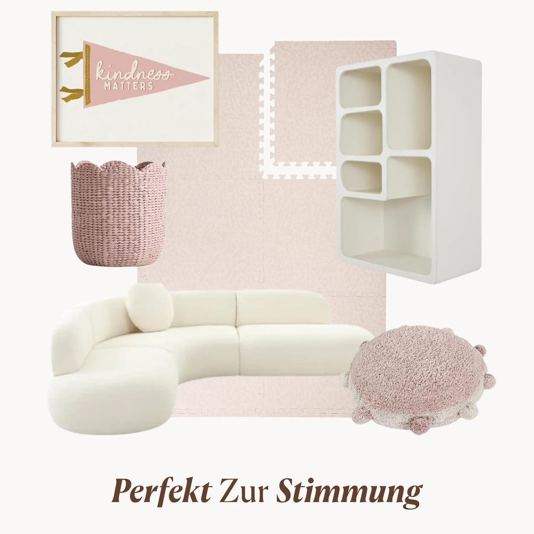Toddlekind Puzzlematte Kinder, 6-Tlg. Inkl. Rand – Baby-Puzzlematten & Puzzle Bodenmatte, Ungiftige