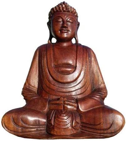 Wogeka - Super schöner 30 cm Buddha Meditation - Handarbeit aus Holz geschnitzt als besondere Gesche