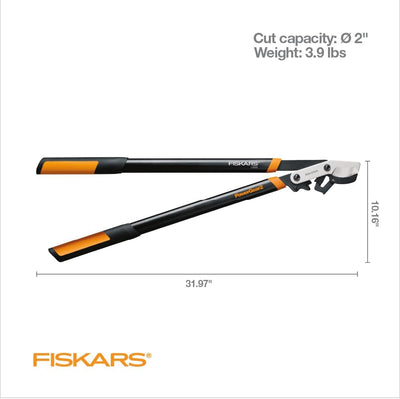 Fiskars 394801-1003 PowerGear2 Bypass Lopper, 32 Inch, Black/Orange, US import