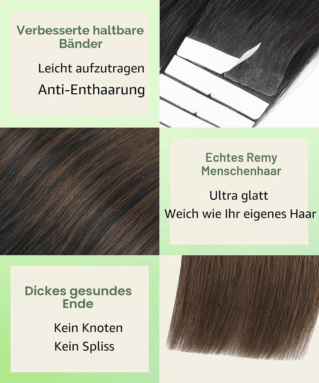 SURNEL Tape-In Echthaarverlängerungen Farbe 1B Aus Schwarz Verblassend Zu 4 Mittelbraun Tape in Haar