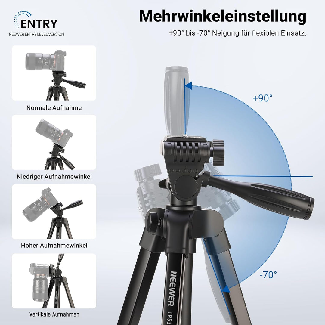 NEEWER Entry Level Version Stativ für Handy & Kamera, Metall Leichtes Tragbares Reisestativ mit Cold