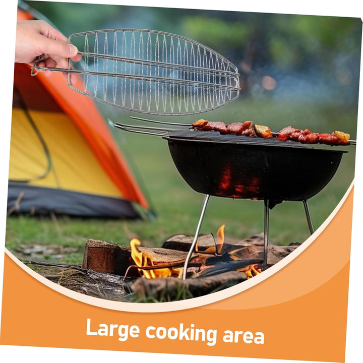 HANABASS Robuster Fischgrillkorb aus Edelstahl Ovalshaped BBQ Grillzubehör für Camping und Picknicks
