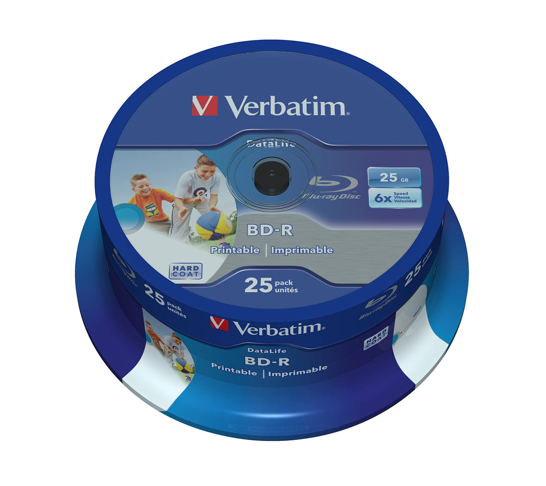 Verbatim BD-R SL Datalife, Blu-Ray-Disk 25 GB - 6-fache Brenngeschwindigkeit - Gross bedruckbar - Kr