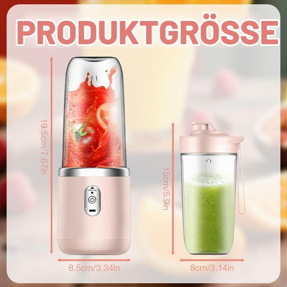 Tragbarer Mixer, 400ml Mixer Smoothie Maker to Go mit Digitalanzeige, Portabler Elektrischer Saftpre