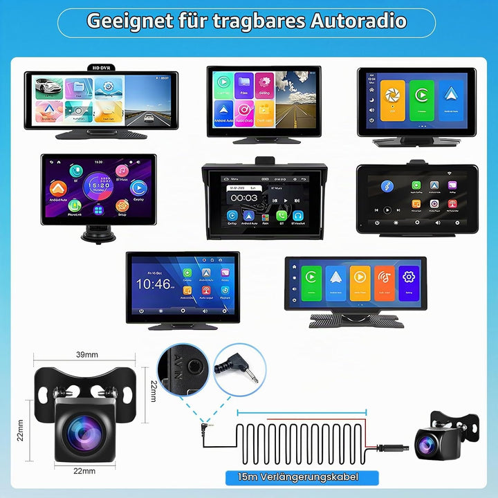 Hodozzy AHD 1080P Rückfahrkamera für Tragbares Autoradio,IP69 wasserdichte Nachtsicht Rückfahrkamera