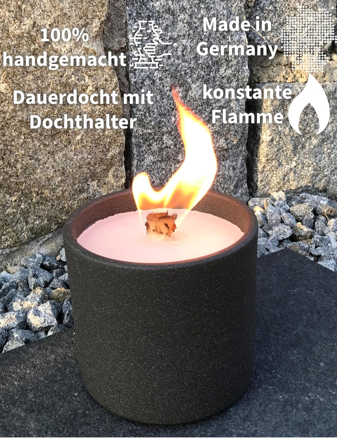 WeberHomemade | Schmelzlicht mit Dauerdocht &amp; Dochthalter | anthrazit dunkel grau / 3 Grössen wählba