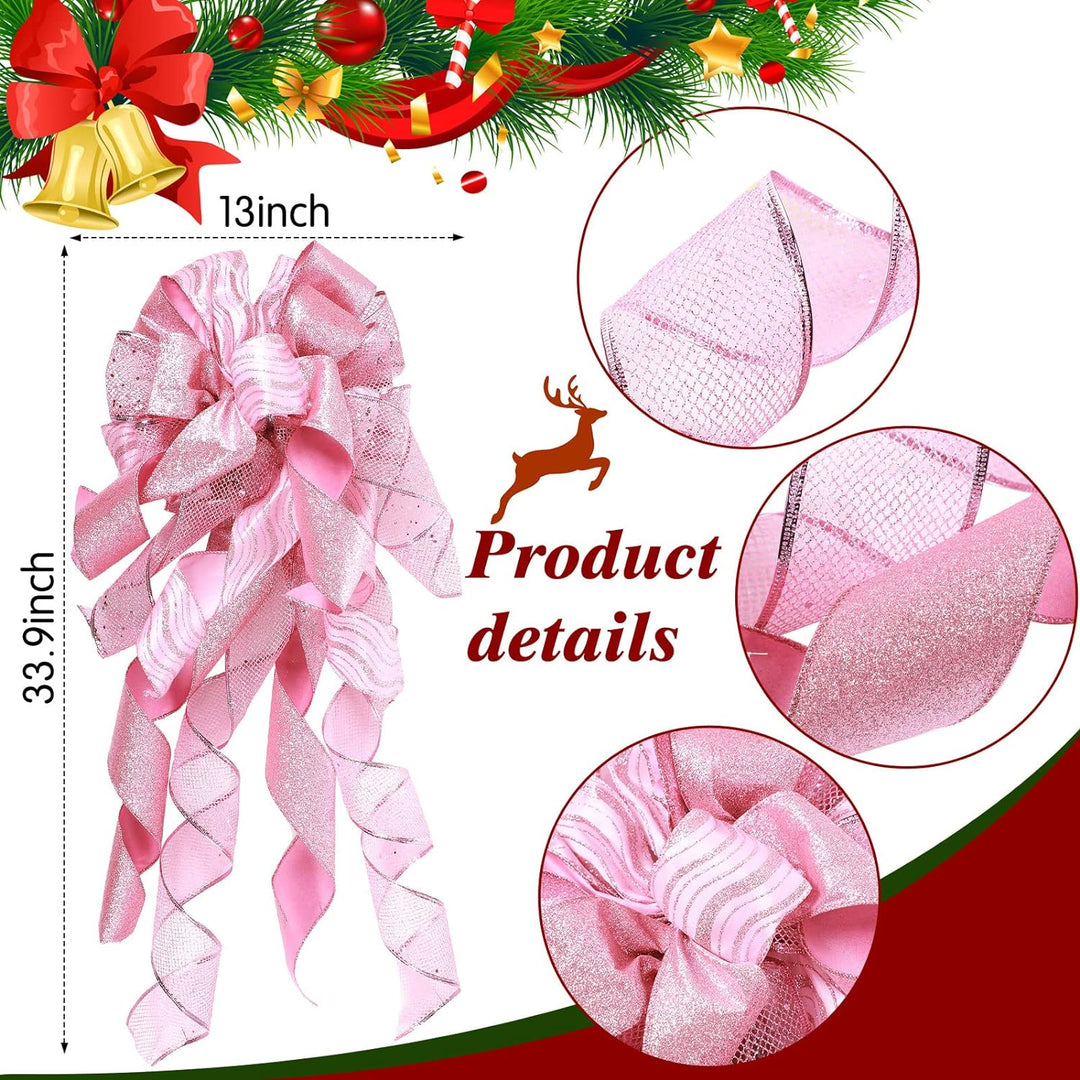 49 Stück Weihnachtsbaum Deko Set mit Weihnachtsbaumspitze 24 Stück Glitzer Weihnachten Blumen in 3 G