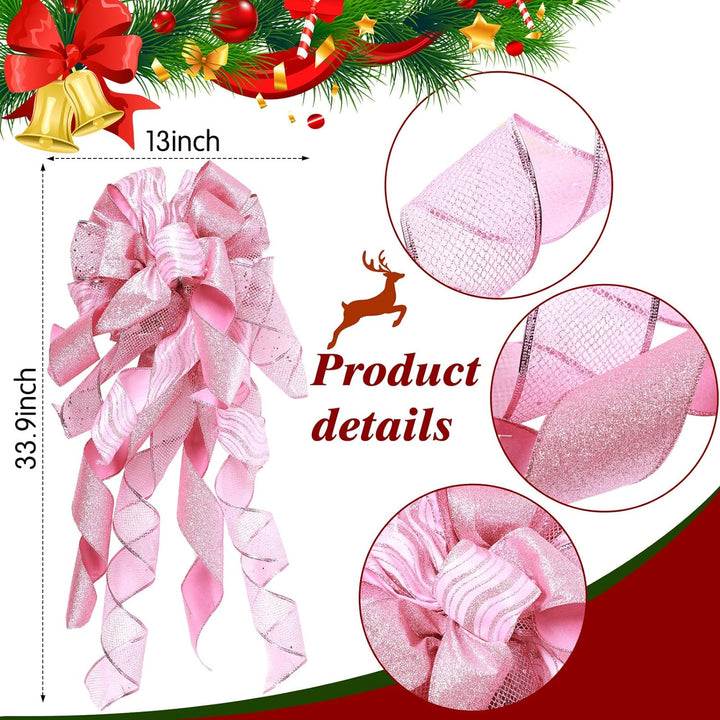 49 Stück Weihnachtsbaum Deko Set mit Weihnachtsbaumspitze 24 Stück Glitzer Weihnachten Blumen in 3 G