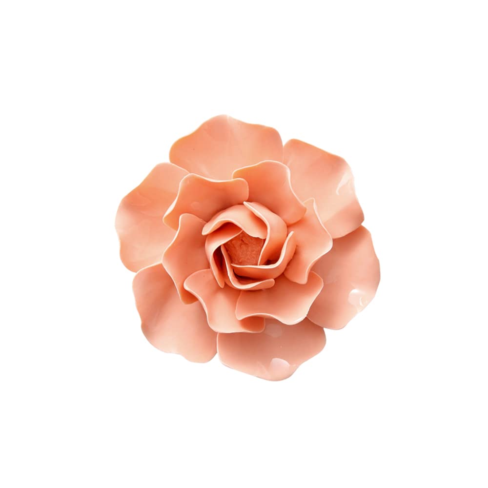 Insiswiner 3D-Wanddekoration, Keramik, Blumen, handgefertigt, Orange
