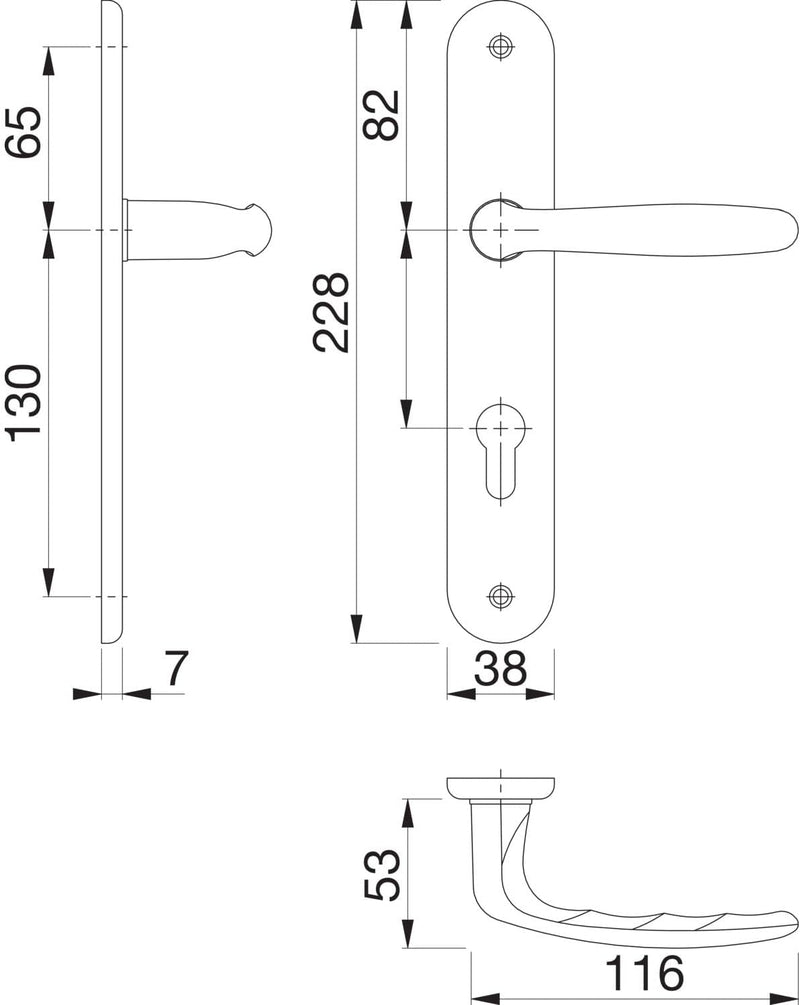 HOPPE 2857673 Drückergarnitur ROISSY-auf Langschild Profilzylinder Entfernung 88mm, für Türstärke 35