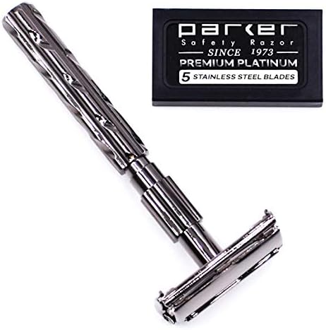Parker Safety Razor 22R - Stiel Schmetterling Öffnen Double Edge Safety Razor & 5 Premium Blades