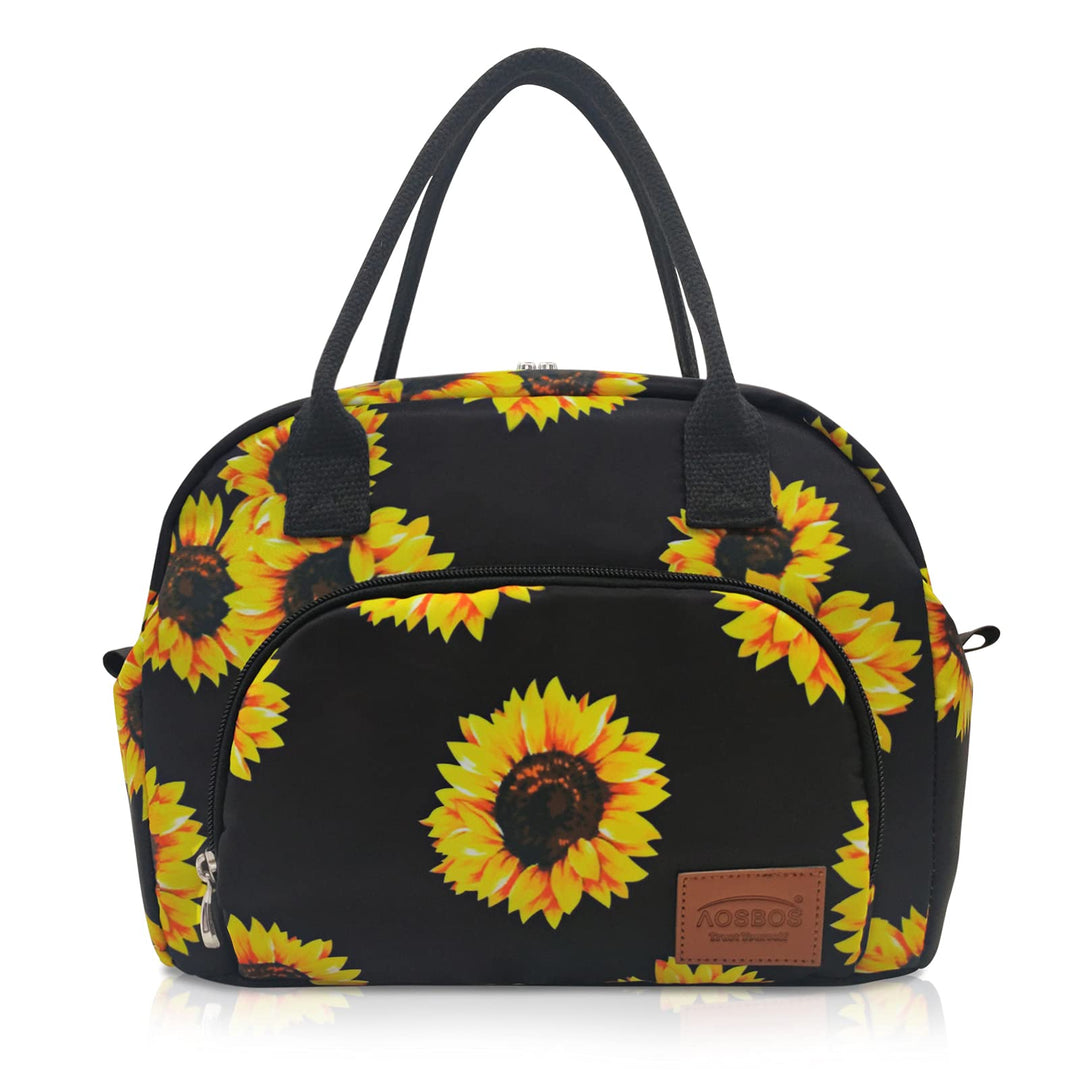 AOSBOS Isolierte Lunchtasche, 12 l, grosse Lunchtasche aus wasserdichtem Futter, für Damen, Sonnenbl